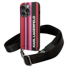 Karl Lagerfeld KLHCP14LSTSTP iPhone 14 Pro 6,1&quot; keménytok rózsaszín Színes csíkos pántos iPhone 1... tok és táska