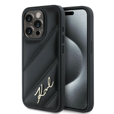 Karl Lagerfeld KLHCP14SPQDSMGK Diagonal Quilted Script tok iPhone 14/15/13 - fekete tok és táska