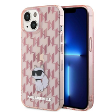 Karl Lagerfeld KLHCP15SHNCMKLP iPhone 15 6.1&quot; rózsaszín keménytok Monogram Choupette tok és táska