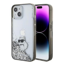 Karl Lagerfeld KLHCP15SLKCNSK iPhone 15 6.1" átlátszó keménytok folyékony csillogó Choupette tok és táska