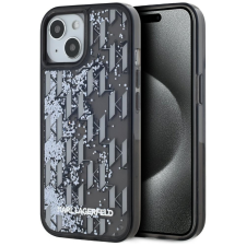 Karl Lagerfeld KLHCP15SLKLGKCCK Liquide Glitter Monogram Gradient tok iPhone 15 - fekete tok és táska