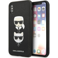 Karl Lagerfeld KLHCPXSAKICKCBK iPhone X/XS Fekete Keménytok Saffiano Karl&Choupette Fej (KLD1252) tok és táska