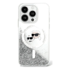 Karl Lagerfeld KLHMP16SLGKCSGH Liquid Glitter Karl&amp;Choupette Head Magsafe keménytok iPhone 16 - átlátszó