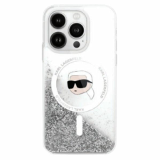 Karl Lagerfeld KLHMP16SLGKISGH Liquid Glitter Karl Head MagSafe-kompatibilis keménytok iPhone 16 - átlátszó tok és táska