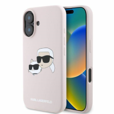 Karl Lagerfeld KLHMP16SSKCHPPLP Silicone Double Heads Print MagSafe keménytok iPhone 16 - rózsaszín tok és táska