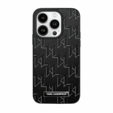 Karl Lagerfeld Leather Monogram Metal Logo tok iPhone 15 Pro Max - fekete tok és táska