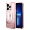 Karl Lagerfeld Liquid Glitter Big KL Apple iPhone 14 Pro hátlap tok, rózsaszín