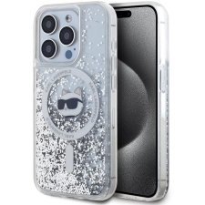 Karl Lagerfeld Liquid Glitter Choupette Head iPhone 15 Pro MagSafe átlátszó tok (KLHMP15LLGCHSGH) tok és táska