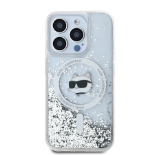 Karl Lagerfeld Liquid Glitter Choupette Head MagSafe-kompatibilis tok iPhone 14 Pro - átlátszó tok és táska