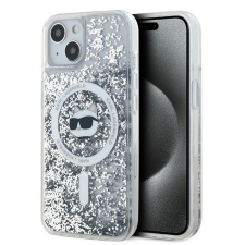 Karl Lagerfeld Liquid Glitter Choupette Head MagSafe tok iPhone 13-hoz - átlátszó tok és táska