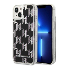 Karl Lagerfeld Liquid Glitter Monogram Apple iPhone 14 hátlap tok, fekete tok és táska