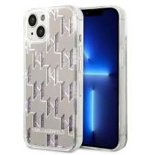 Karl Lagerfeld Liquid Glitter Monogram Apple iPhone 14 Plus hátlap tok ezüst tok és táska