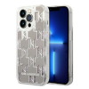 Karl Lagerfeld Liquid Glitter Monogram Apple iPhone 14 Pro hátlap tok, ezüst