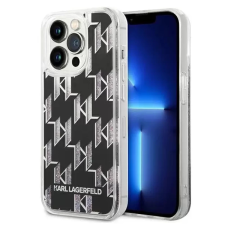 Karl Lagerfeld Liquid Glitter Monogram Apple iPhone 14 Pro Max hátlap tok fekete tok és táska