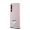 Karl Lagerfeld Liquid Silicone Metal Choupette Samsung Galaxy S23 FE hátlap tok, rózsaszin