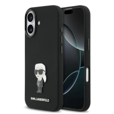 Karl Lagerfeld Liquid Silicone Metal Ikonik tok iPhone 17 készülékhez fekete tok és táska