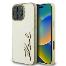 Karl Lagerfeld Metal Signature tok iPhone 16 Pro - arany színű tok és táska
