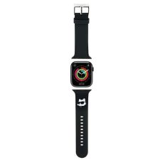 Karl Lagerfeld óraszíj KLAWLSLCNK Apple Watch 42/44/45mm fekete szíj 3D gumiból készült Choupette fej tok okosóra kellék