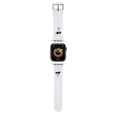 Karl Lagerfeld Pasek KLAWMSLKCNH Apple Watch 38/40/41mm fehér szíj 3D gumi Karl&amp;Choupette fejek tok okosóra kellék