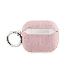Karl Lagerfeld PU Embossed Choupette Head Apple AirPods 3 tok, rózsaszín fülhallgató, fejhallgató tok