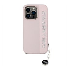 Karl Lagerfeld PU Saffiano Rhinestone Charm Apple iPhone 14 Pro hátlap tok, rózsaszín tok és táska