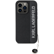 Karl Lagerfeld PU Saffiano Rhinestone Charm iPhone 15 Pro fekete tok (KLHCP15LPSAKDGCK) tok és táska