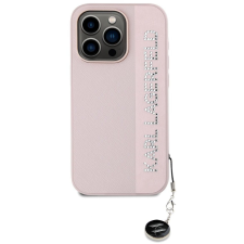 Karl Lagerfeld PU Saffiano Rhinestone Charm iPhone 15 Pro Max rózsaszín tok (KLHCP15XPSAKDGCP) tok és táska