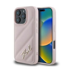 Karl Lagerfeld Quilted Signature Apple iPhone 16 Pro Max hátlap tok, rózsaszín KLHCP16XPQDSMGP tok és táska