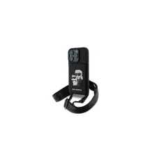 Karl Lagerfeld Saffiano Crossbody Karl and Choupette iPhone 16 Pro fekete keresztpántos tok tok és táska