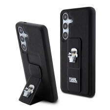 Karl Lagerfeld Saffiano Grip Stand Metal Logo tok Samsung Galaxy S24 készülékhez fekete tok és táska