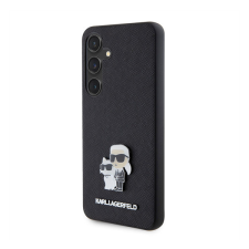 Karl Lagerfeld Saffiano Karl & Choupette Metal Pin Samsung Galaxy S24 tok, fekete tok és táska
