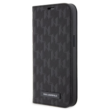 Karl Lagerfeld Saffiano oldalra nyitható tok iPhone 13 Pro fekete tok és táska