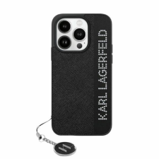 Karl Lagerfeld Saffiano Rhinestones & Charm tok iPhone 15 Pro Max - fekete tok és táska