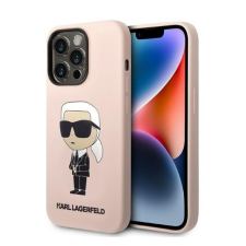 Karl Lagerfeld Silicone Ikonik Apple iPhone 14 Pro Max Magsafe hátlap tok, rózsaszín tok és táska