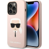 Karl Lagerfeld Silicone Karl`s Head Apple iPhone 14 Pro Max Magsafe hátlap tok, halvány rózsaszín (KLD1166)