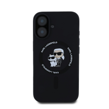 Karl Lagerfeld Silicone KC Heads Ring Apple iPhone 16 hátlap tok, fekete KLHMP16SSCMKCRHK tok és táska