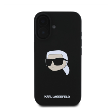 Karl Lagerfeld Silicone KL Head Print Apple iPhone 16 hátlap tok, fekete KLHMP16SSKHPPLK tok és táska