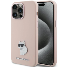 Karl Lagerfeld szilikon Choupette fémtű tok iPhone 15 Pro Max készülékhez - rózsaszín tok és táska