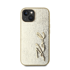 Karl Lagerfeld Wrinkled PU Signature Logo Apple iPhone 15 hátlap tok, arany tok és táska