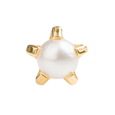 Karmos foglalat - arany szín - fehér gyöngy - 4mm fülbevaló