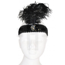  Karneváli hajpánt flitterekkel és tollakkal retro - Fekete party kellék