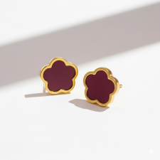 KÁRPÁTHY ékszer Clover fülbevaló - piros, aranyozott fülbevaló