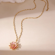 KÁRPÁTHY ékszer DAISY aranyozott nyaklánc - pink nyaklánc