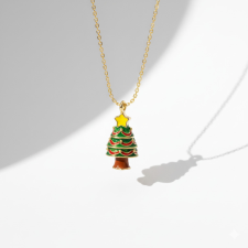 KÁRPÁTHY ékszer DIY Karácsonyfa nyaklánc - aranyozott, zománcozott nyaklánc