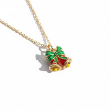 KÁRPÁTHY ékszer DIY Karácsonyi csengő nyaklánc - aranyozott, zománcozott nyaklánc