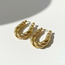 KÁRPÁTHY ékszer Fonottkalács fülbevaló, aranyozott fülbevaló