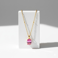 KÁRPÁTHY ékszer Ovális kristály nyaklánc - rózsaszín nyaklánc