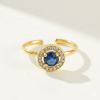 KÁRPÁTHY ékszer QUEEN kerek gyűrű - kék, aranyozott