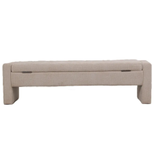  Kárpitozott puff pad beige színben – modern steppelt ülőpad , tároló funkcióval bútor