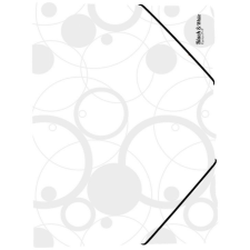 Karton PP Műanyag gumis mappa A/4, black&white, fehér mappa